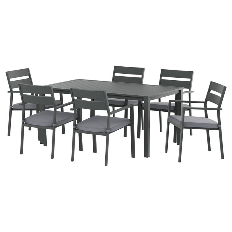 Gardeon Outdoor Dining Set 7 Piece Aluminum Table Chairs Setting Black