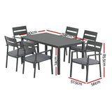 Gardeon Outdoor Dining Set 7 Piece Aluminum Table Chairs Setting Black