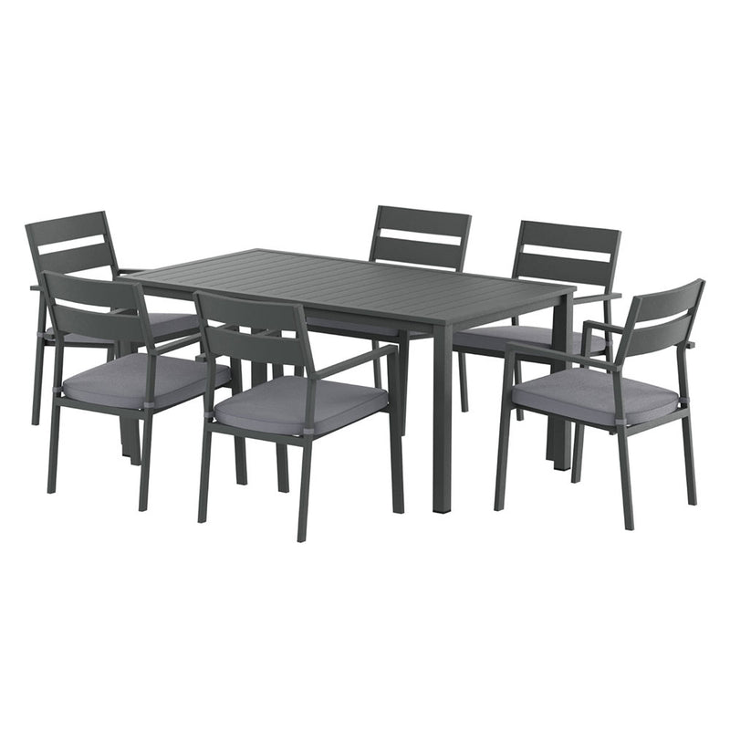Gardeon Outdoor Dining Set 7 Piece Aluminum Table Chairs Setting Black