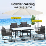 Gardeon 5PC Outdoor Dining Set Table and Chairs Patio Furniture Garden Bistro Set Black
