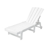 Sun Lounge Beach Chair HDPE Adirondack Lounger Patio Outdoor Furniture with Wheels White