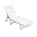 Sun Lounge Beach Chair HDPE Adirondack Lounger Patio Outdoor Furniture with Wheels White