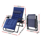 Sun Lounge Lounger Folding Camping Zero Gravity Chair Outdoor Furniture XL Blue
