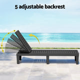 Sun Lounge Adjustable Recliner Patio Outdoor Furniture Lightweight Black