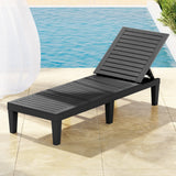 Sun Lounge Adjustable Recliner Patio Outdoor Furniture Lightweight Black