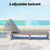 Sun Lounge Adjustable Recliner Patio Outdoor Furniture Lightweight Brown