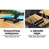 Sun Lounge Wicker Lounger Outdoor Furniture Beach Chair Garden Adjustable Black