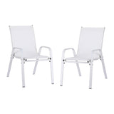 Gardeon 2PC Outdoor Dining Chairs Stackable Lounge Chair Patio Furniture White