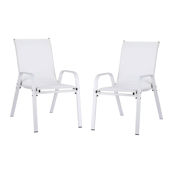 Gardeon 2PC Outdoor Dining Chairs Stackable Lounge Chair Patio Furniture White