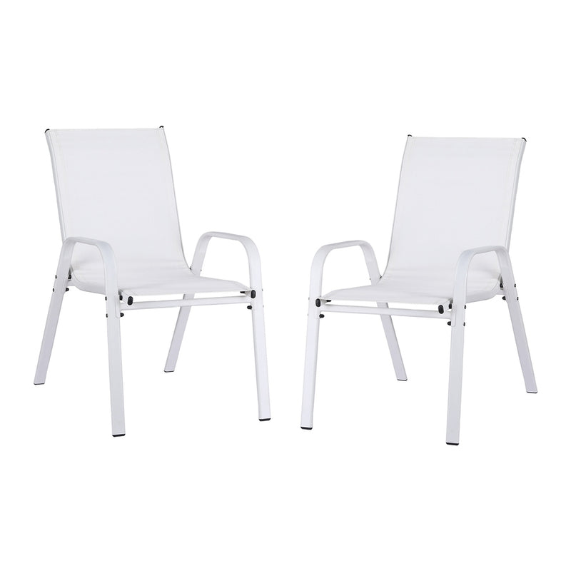 Gardeon 2PC Outdoor Dining Chairs Stackable Lounge Chair Patio Furniture White