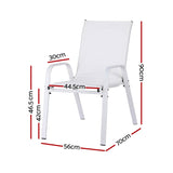Gardeon 2PC Outdoor Dining Chairs Stackable Lounge Chair Patio Furniture White