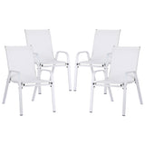 Gardeon 4PC Outdoor Dining Chairs Stackable Lounge Chair Patio Furniture White