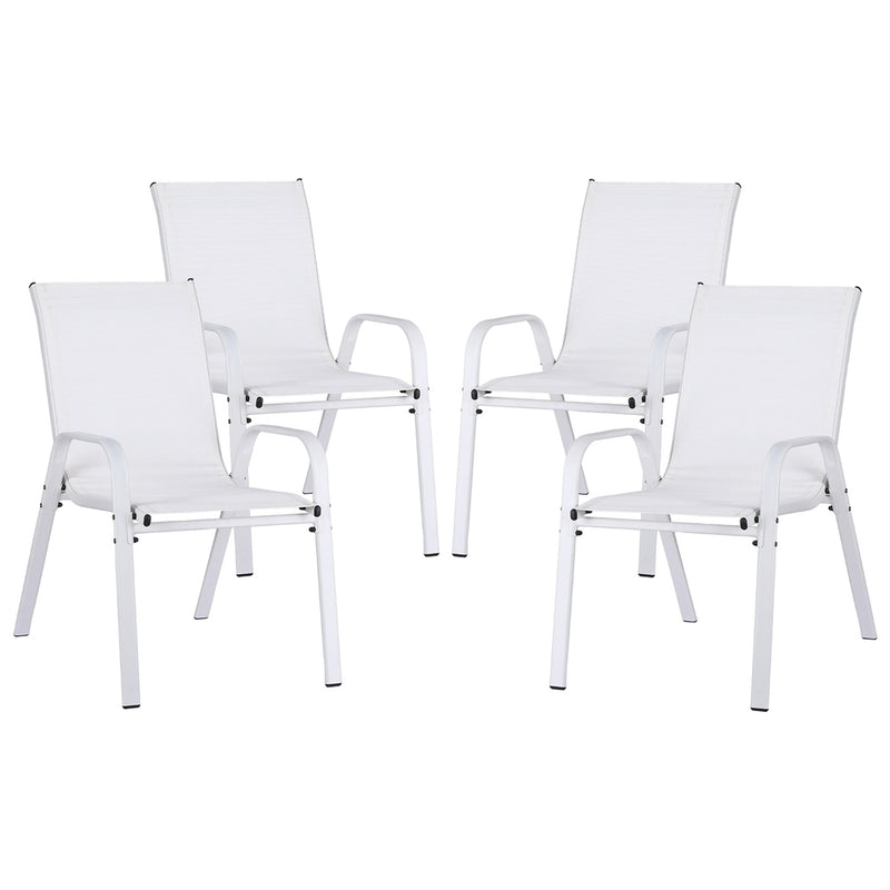 Gardeon 4PC Outdoor Dining Chairs Stackable Lounge Chair Patio Furniture White