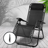 Gardeon Zero Gravity Chair Folding Outdoor Recliner Adjustable Sun Lounge Camping Black