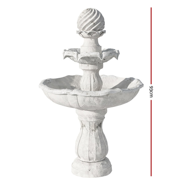 Gardeon Solar Water Feature 3-Tier Fountain with Pump Kit Bird Bath 93CM Ivory