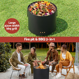 Grillz Fire Pit BBQ Portable Deep Bowl Outdoor Fireplace