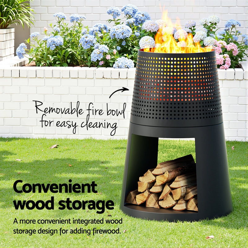 Grillz Fire Pit Deep Bowl Iron Outdoor Fireplace