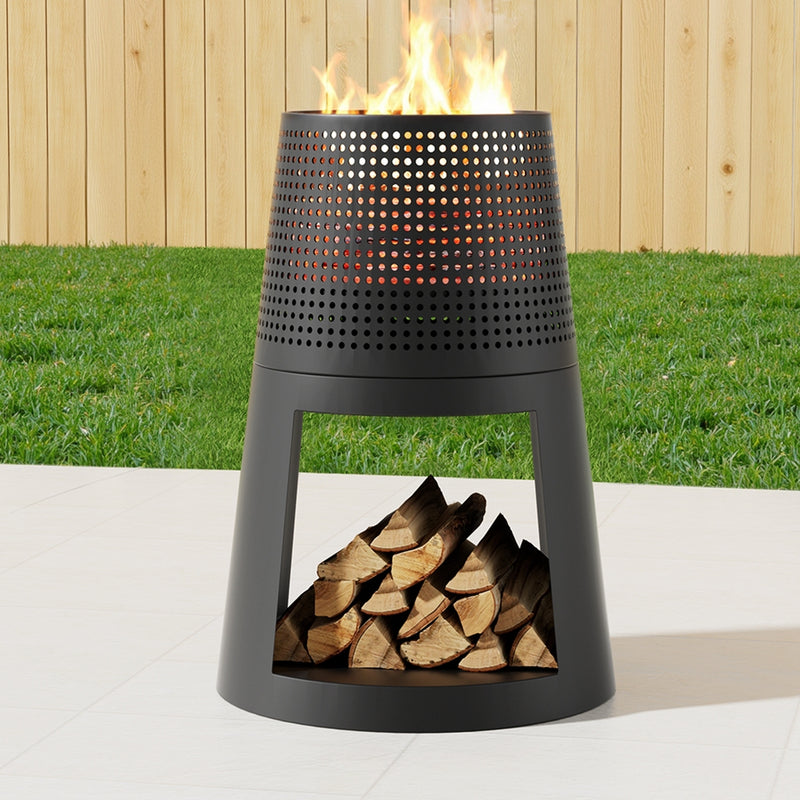 Grillz Fire Pit Deep Bowl Iron Outdoor Fireplace