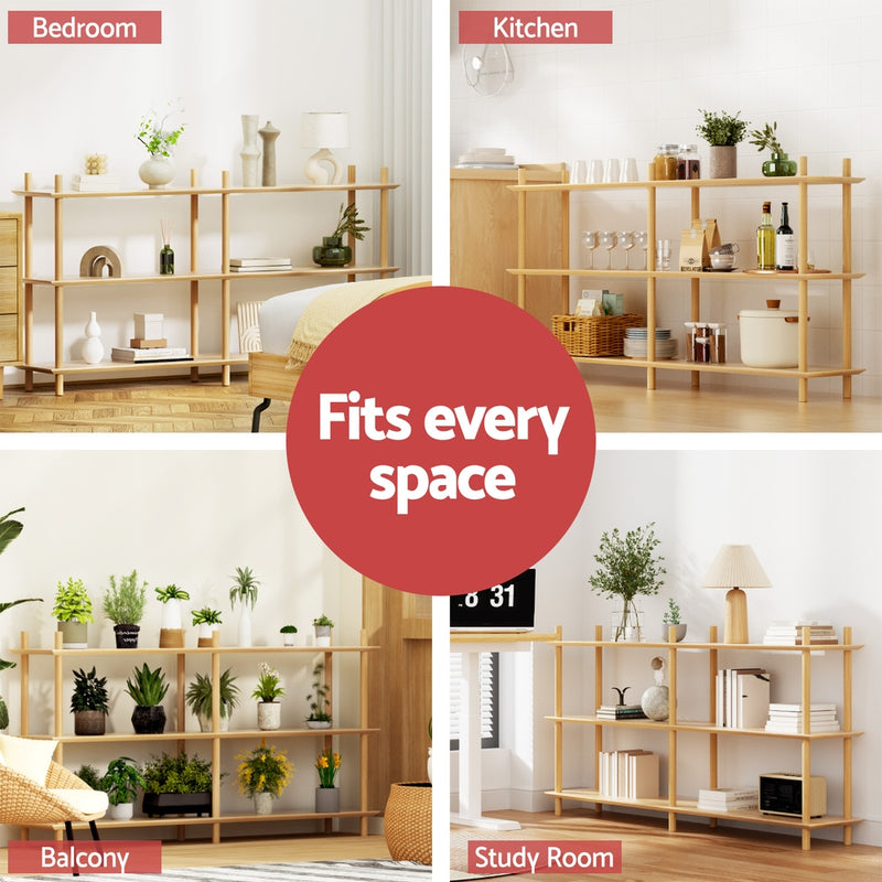 Artiss Bookshelf 3 Tiers Bookcase Display Shelves Wooden Storage Stand Rack Pine