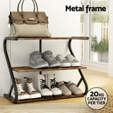 Artiss Shoe Rack Cabinet Shoe Storage Stand 3 Tiers Black