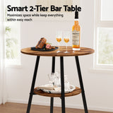 Artiss Industrial Bar Table with 2-Tier Organizer Weather-Resistant MDF Top Steel Frame