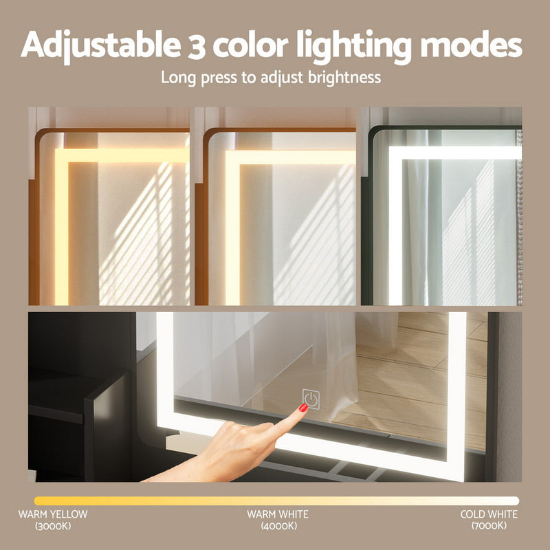 Artiss Dressing Table Set Stool Led Black