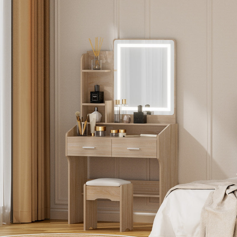 Artiss Dressing Table Set Stool Led Wood