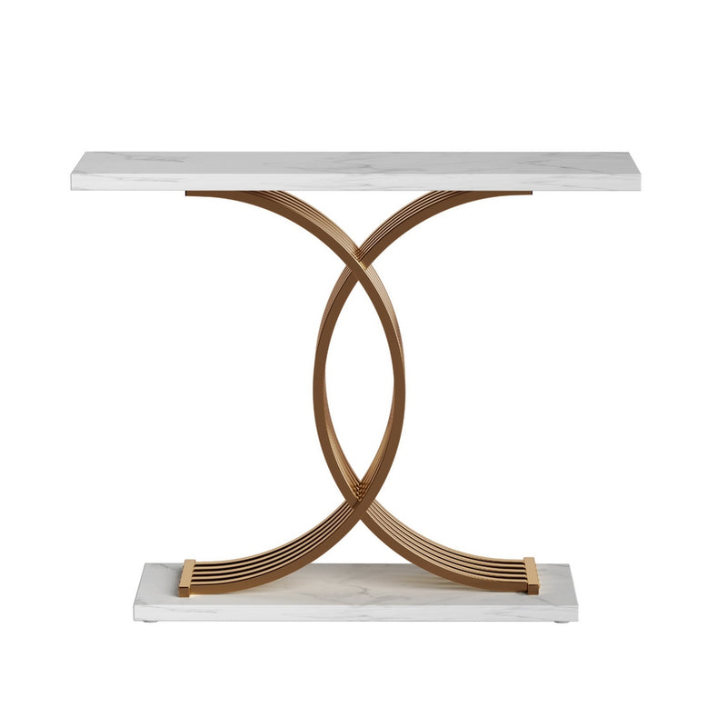 Artiss Console Table Marble Effect White&Gold