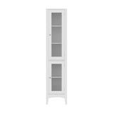 Artiss Bathroom Storage Cabinet 160cm Tall Slim Floor Cupboard Toilet Glass Door White