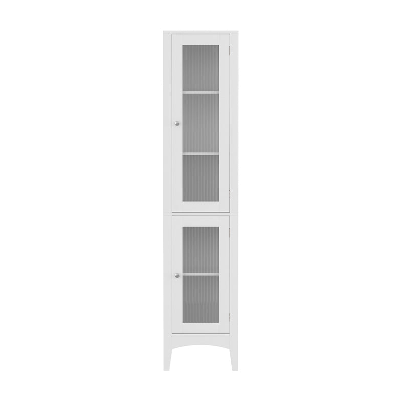 Artiss Bathroom Storage Cabinet 160cm Tall Slim Floor Cupboard Toilet Glass Door White