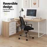 Artiss Computer Desk Swivelling L shape Home Office Storage Cabinet Oak