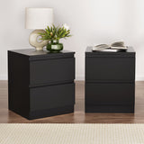Artiss 2x Bedside Table 2 Drawers - PEPE Black