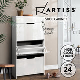 Artiss Shoe Rack Cabinet 24 Pairs White Luna