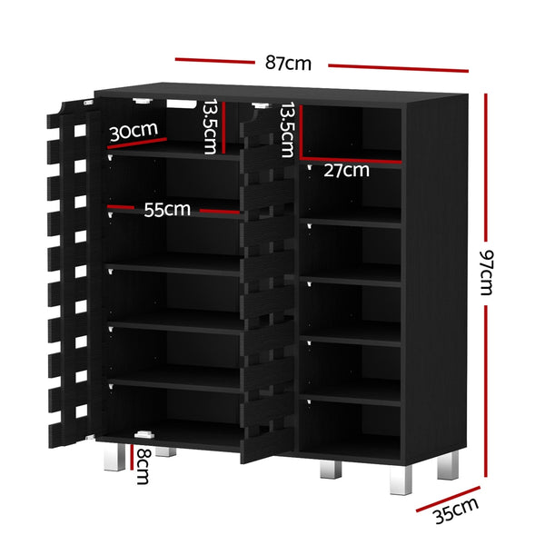 Artiss Shoe Rack Cabinet 6 Tier Storage Shelf Black
