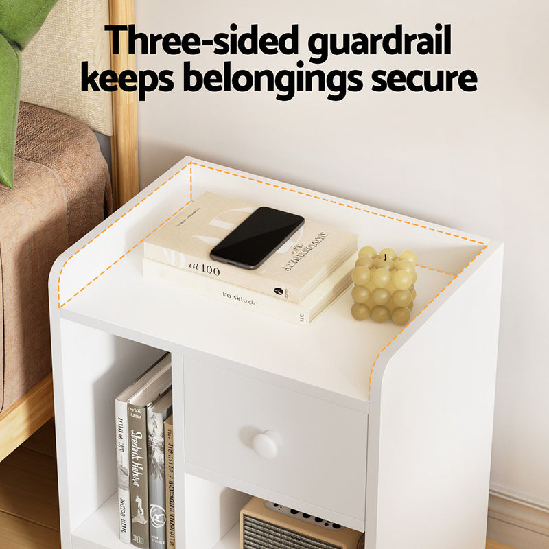 Artiss Bedside Table Drawer Nightstand Side End Table Storage Open Shelf White