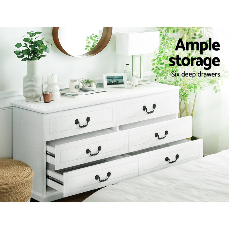 Artiss 6 Chest of Drawers - KUBI White