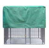 Front View of the 219cm wide walk in wrought iron pet bird aviary in black silver with cover