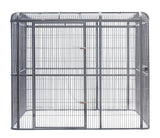 Front View of the wide walk in wrought iron pet bird aviary