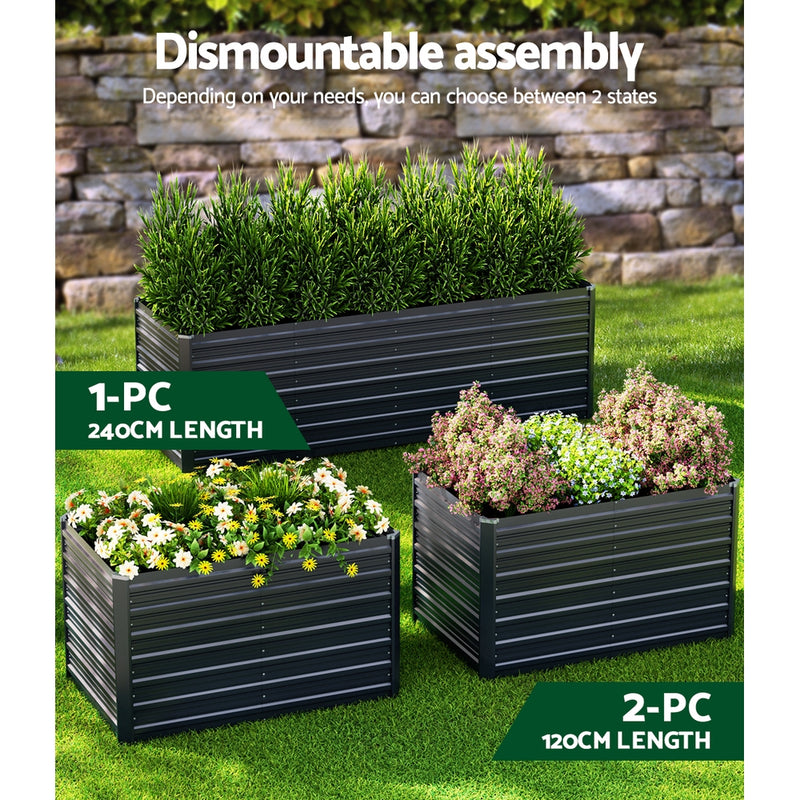 Green Fingers Garden Bed 240x80x77cm Planter Box Raised Container Galvanised Herb