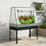 Elevated Metal Garden Bed Kit with Mini Greenhouse Cover - 116x60cm