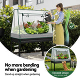 Elevated Metal Garden Bed Kit with Mini Greenhouse Cover - 116x60cm