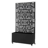 Mobile Planter Box Garden Bed with Trellis Privacy Screen & Lockable Wheels for Climbing Plants