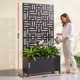 Mobile Planter Box Garden Bed with Trellis Privacy Screen & Lockable Wheels for Climbing Plants
