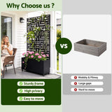 Mobile Planter Box Garden Bed with Trellis Privacy Screen & Lockable Wheels for Climbing Plants
