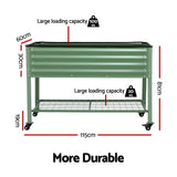 Elevated Raised Garden Bed Kit Mobile w/ Locking Wheels & Storage Shelf 100KG Max Load 115x60x81cm | Galvanized Steel, Portable Green Organizer for Seniors, Patio, Balcony, Vegetables