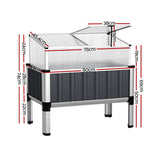 Green Fingers Raised Garden Bed x2 80x49x74cm Greenhouse Planter Box Galvanised Herb