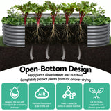 Green Fingers 3 Pcs Raised Garden Bed Kit Oval Galvanized Steel Planter Boxes 320x80x42cm, Heavy Duty Metal Elevated Garden Bed for Vegetables Flowers Herbs, with Safety Edging, Gloves & Pegs Included