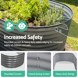 Green Fingers 4 Pcs Raised Garden Bed Kit Oval Galvanized Steel Planter Boxes 320x80x42cm, Heavy Duty Metal Elevated Garden Bed for Vegetables Flowers Herbs, with Safety Edging, Gloves & Pegs Included