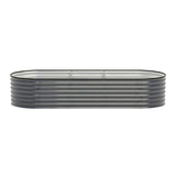 Green Fingers 3 Pcs Raised Garden Bed Kit Oval Galvanized Steel Planter Boxes 240x80x56cm, Heavy Duty Metal Elevated Garden Bed for Vegetables Flowers Herbs, with Safety Edging, Gloves & Pegs Included
