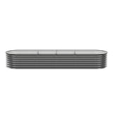 Green Fingers 3 Pcs Raised Garden Bed Kit Oval Galvanized Steel Planter Boxes 320x80x56cm, Heavy Duty Metal Elevated Garden Bed for Vegetables Flowers Herbs, with Safety Edging, Gloves & Pegs Included